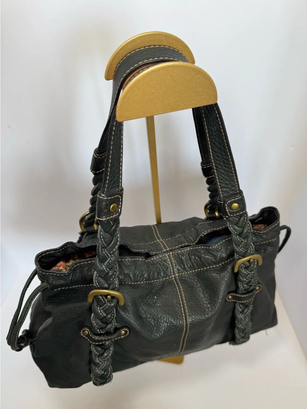 Vintage Fossil Y2k Braided Leather Shoulder Bag